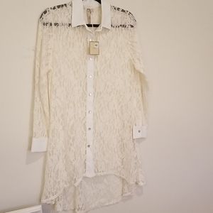 Lace shirt jacket dress cover up (s)